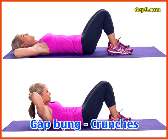 Gập bụng - Crunches giúp đốt mỡ thừa ở bụng hiệu quả